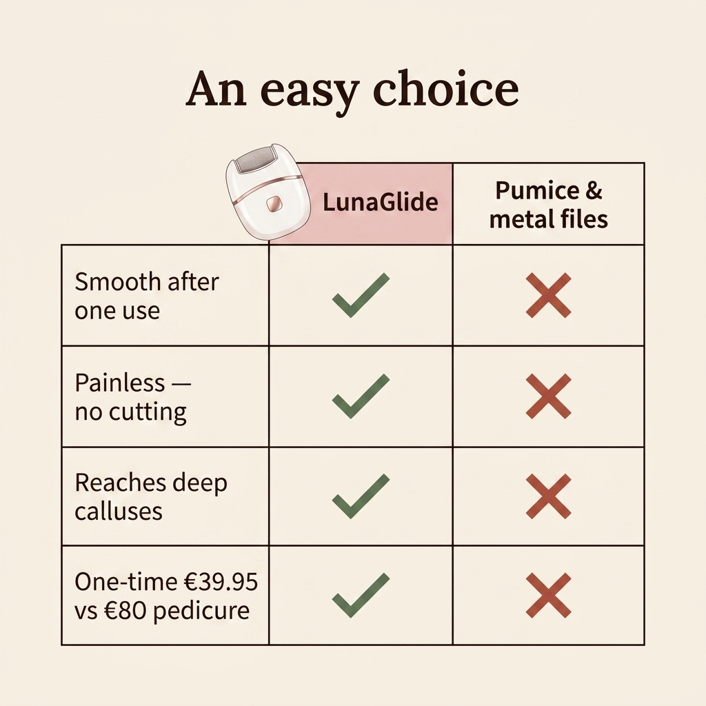 LunaGlide vs pumice and pedicures comparison
